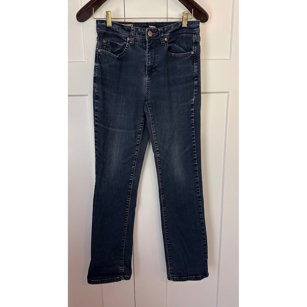 Tribal Denim Emma Straight Leg Jeans Dark Wash High Waist Blue Women's Size 29